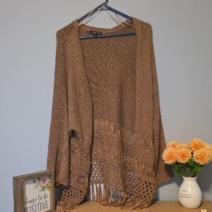 Mauve Fringe Knit Cardigan